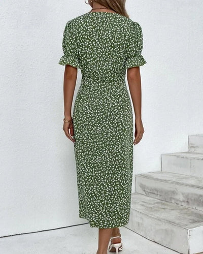 Ginny - Vestido V-Neck Fresh Bloom para Todo el Día