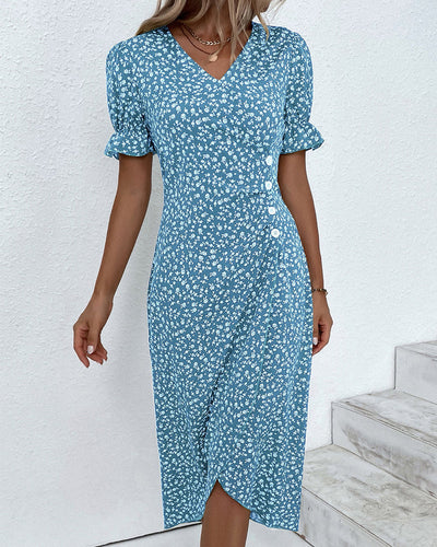 Ginny - Vestido V-Neck Fresh Bloom para Todo el Día