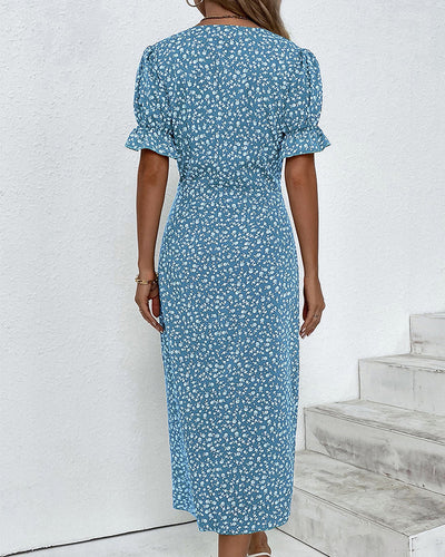 Ginny - Vestido V-Neck Fresh Bloom para Todo el Día