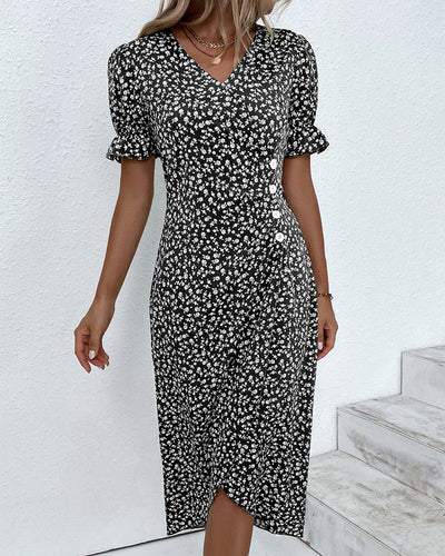Ginny - Vestido V-Neck Fresh Bloom para Todo el Día