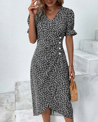 Ginny - Vestido V-Neck Fresh Bloom para Todo el Día