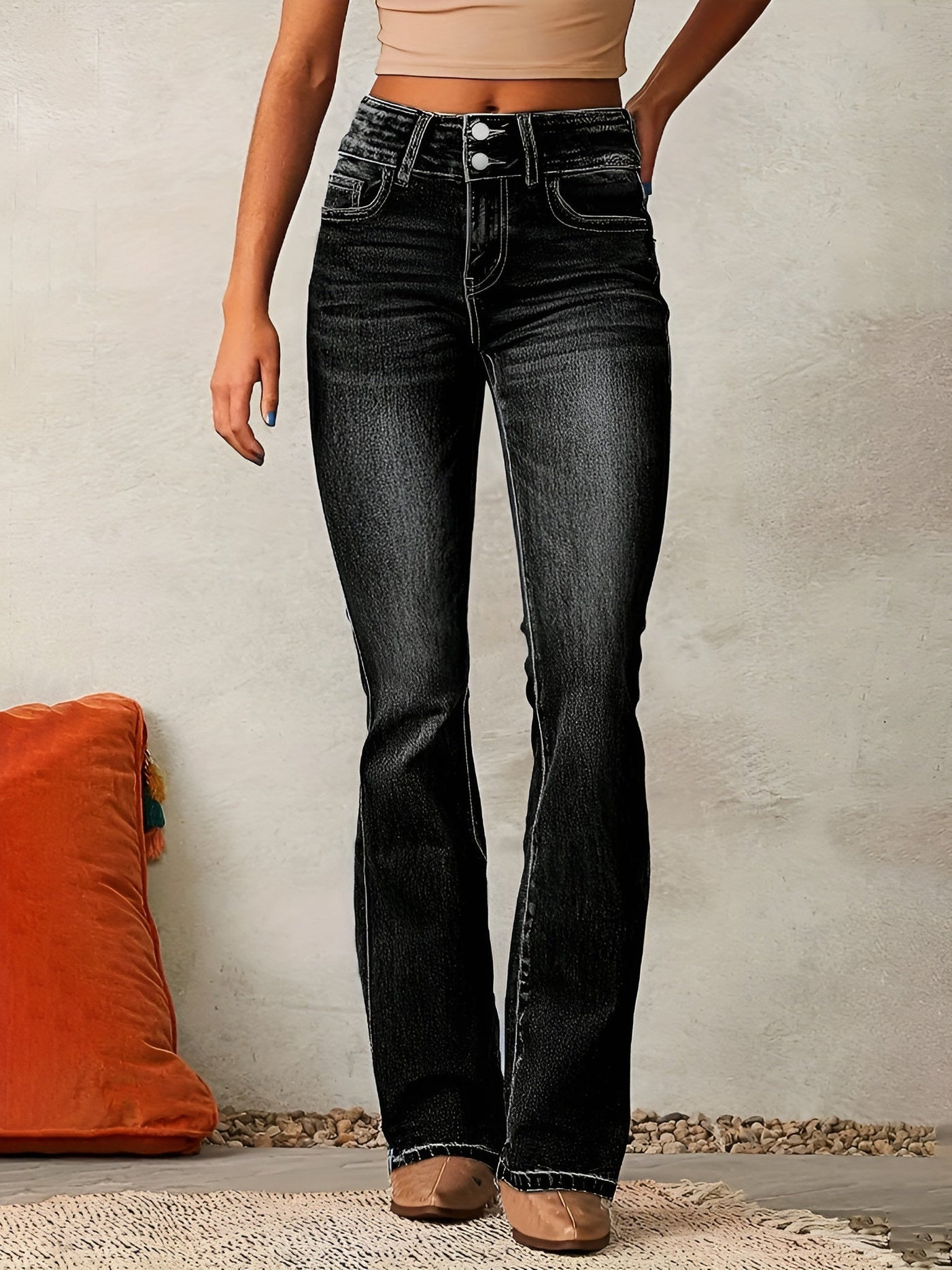 Neely - Jeans casuales con tiro alto para mujeres