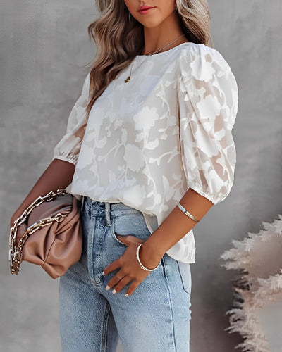 Dorothea - Blusa de Chiffon con Mangas Abullonadas