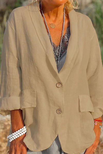 Clarice - Cómoda chaqueta de lino con botón para mujer