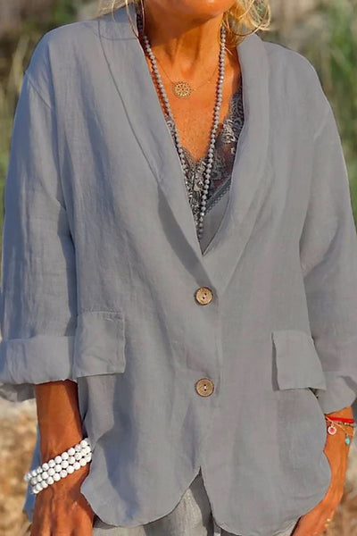 Clarice - Cómoda chaqueta de lino con botón para mujer