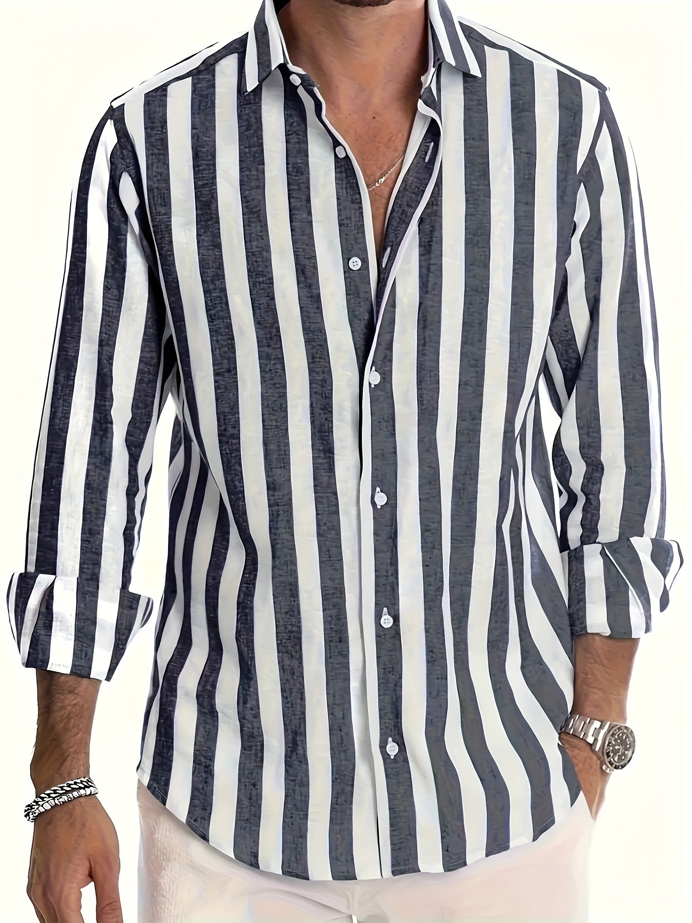 Harold - Camisa de Manga Larga a Rayas Modernas