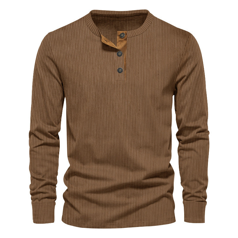 Dwaine - Camisa Casual de Manga Larga de Pana para Hombres