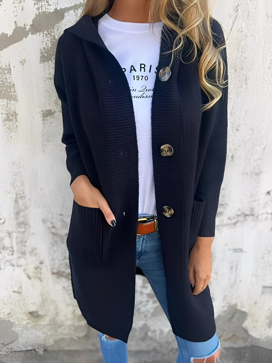 Suzanna - Casual largo cardigan con capucha para mujeres