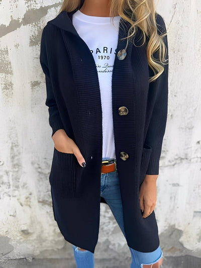 Suzanna - Casual largo cardigan con capucha para mujeres