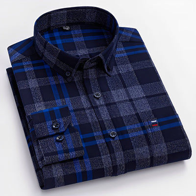 Nikolas - Camisa de algodón a cuadros informal para hombres