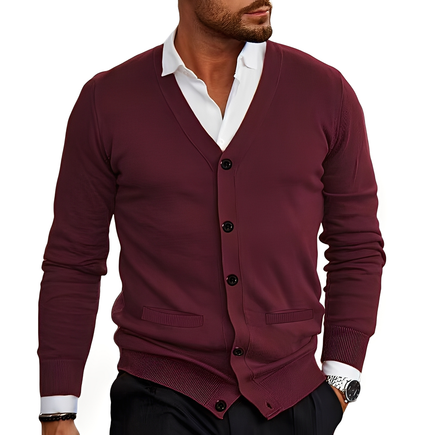 Kyler - Elegante chaqueta de punto con botonadura para hombres