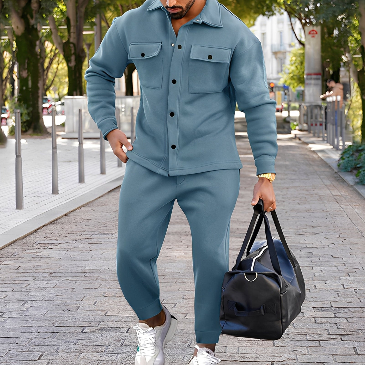 Kent - Conjunto Casual Ajustado de Camisa y Pantalón para Hombres