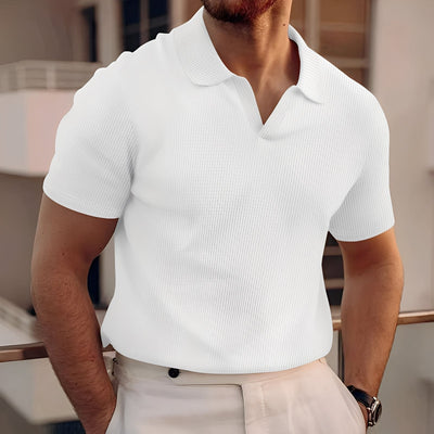 Harley - Sencillo Corto Manga Waffle Poloshirt para Hombres