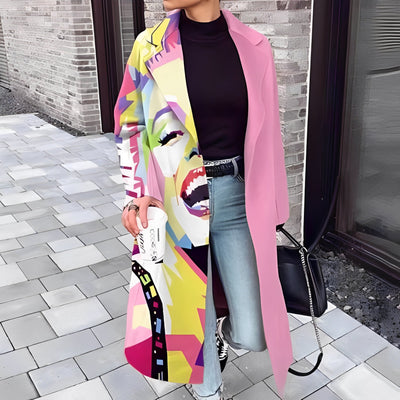 Kelsea - Elegante abrigo de pasarela con estampado para mujeres