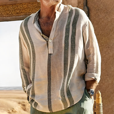 Jerome - Camisa de lino a rayas vintage para hombres