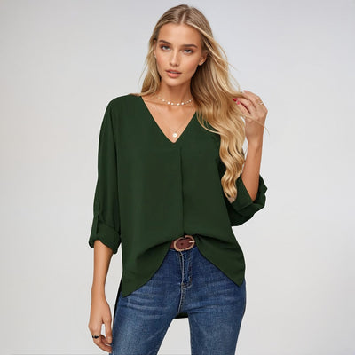 Lena Elegante blusa con cuello en V