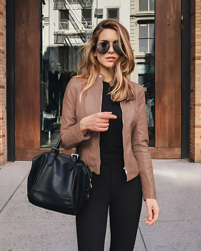 Ashlee - Elegante chaqueta de cuero ajustada para mujeres