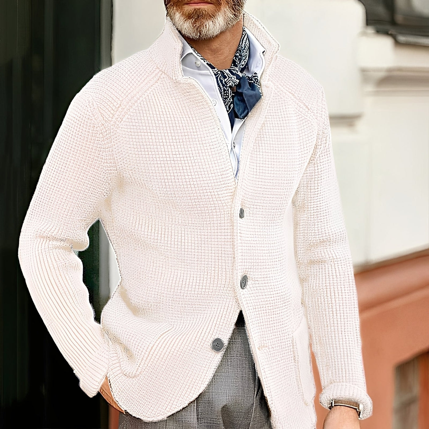 Jason - Elegante Cardigan de Punto para Hombres