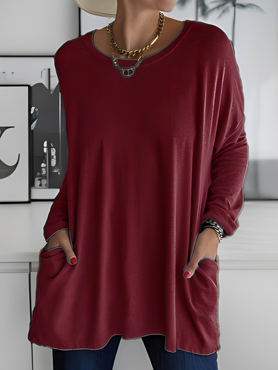 Leola - Suéter casual con bolsillos para mujer