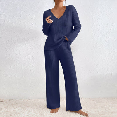 Michele - Conjunto de salón de dos piezas de punto informal para mujeres