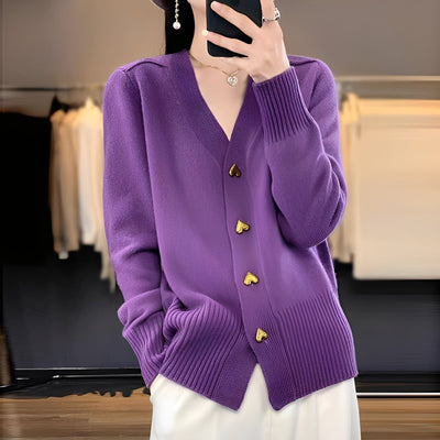 Valarie - Chaqueta de punto con botones de corazón para mujer