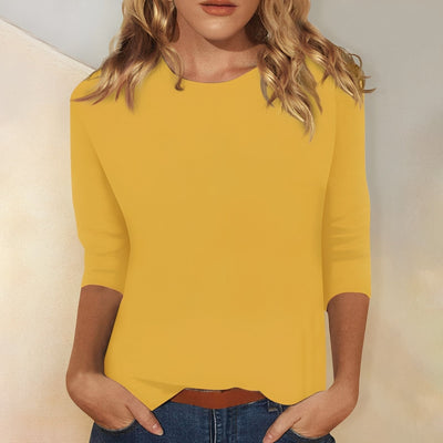 Katherina - Camiseta de manga larga casual con cuello redondo para mujer