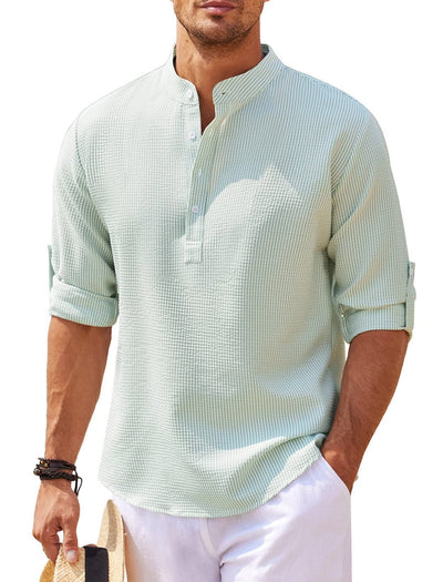 Darwin - Camisa Casual de Manga Larga de Lino para Hombres