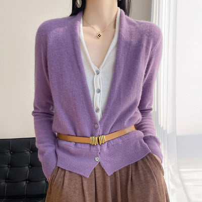 Jayleen - Casual Top de Punto con Botones para Mujer