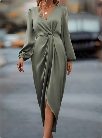 Diantha - Vestido elegante con mangas de linterna abiertas para mujeres