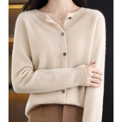 Mariví - Elegante Cardigan Cuello Redondo de Lana