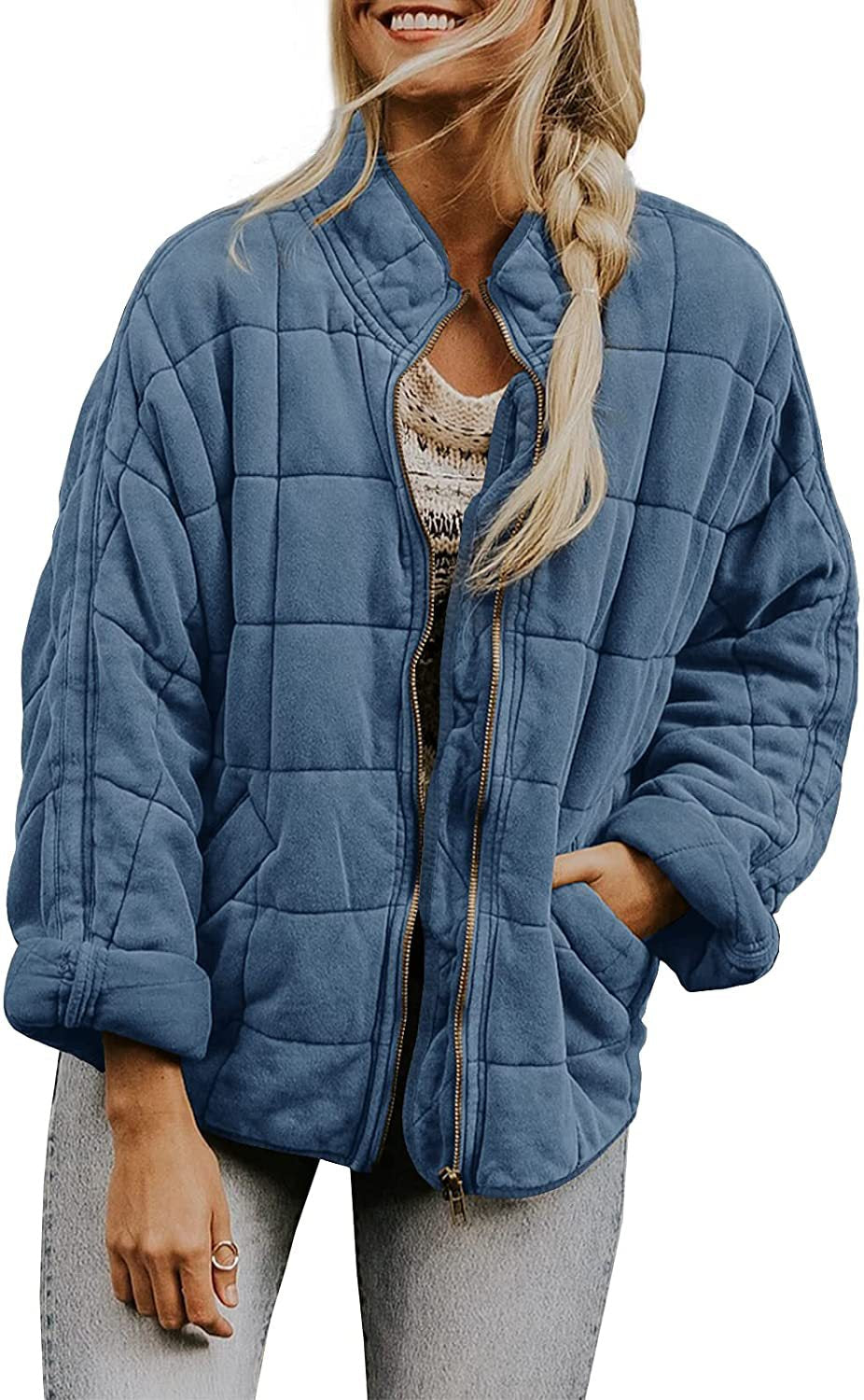Wenona - Chaqueta de cuadros caliente con bolsillos para mujeres