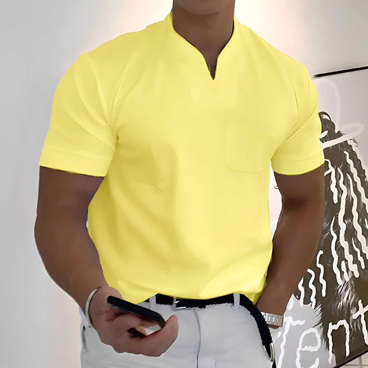 Dylan - Camisa de negocios ajustada de manga corta para hombres