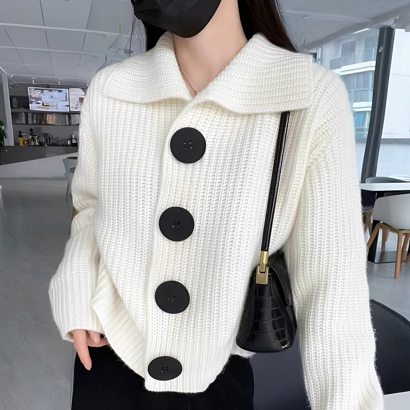 Alexus - Cardigan suelto con botonadura para mujeres