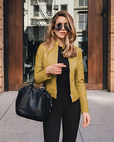 Ashlee - Elegante chaqueta de cuero ajustada para mujeres