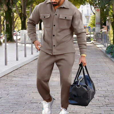 Kent - Conjunto Casual Ajustado de Camisa y Pantalón para Hombres
