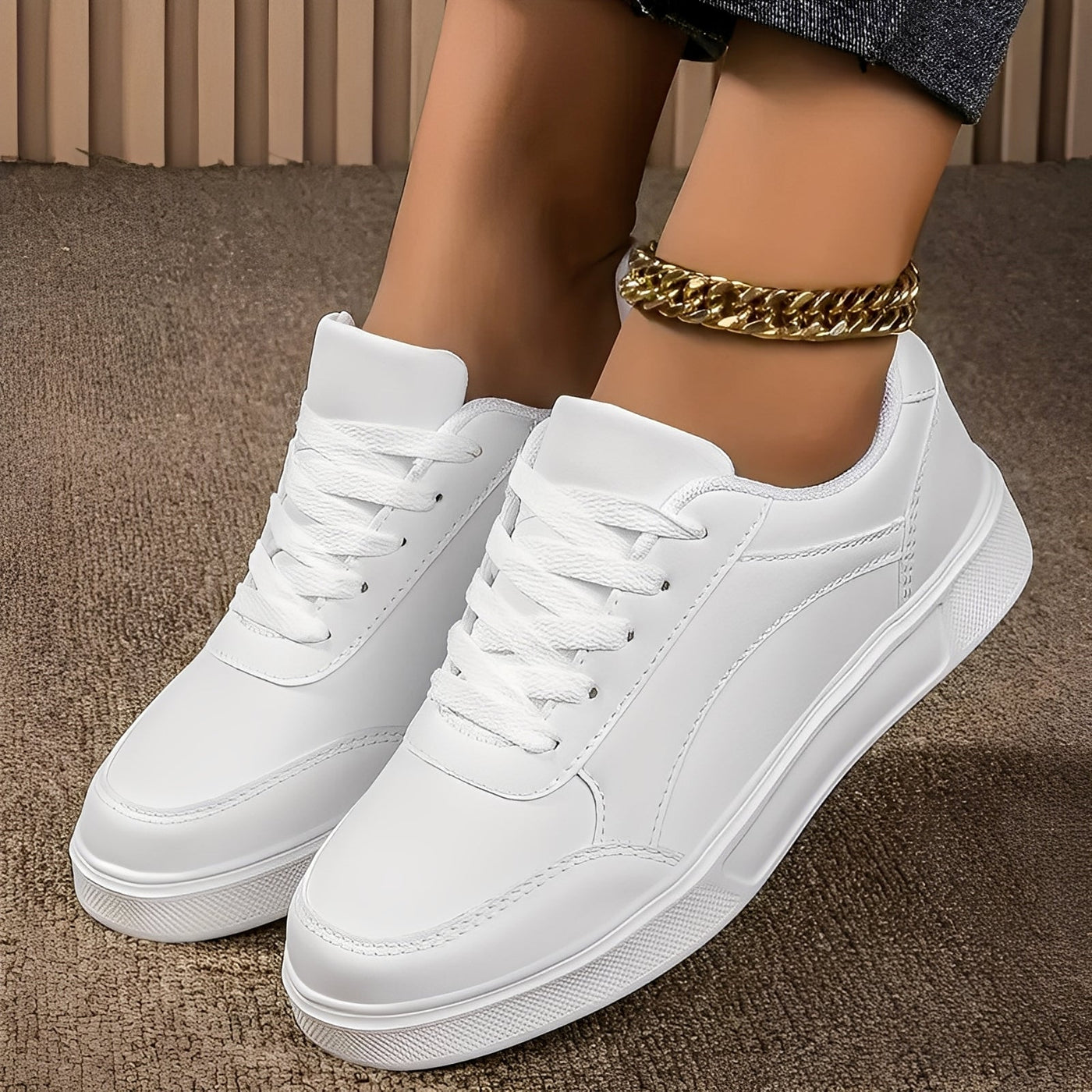 Rexanne - Zapatillas elegantes de cuero PU para mujer