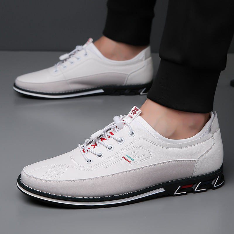 Aaron - Zapatillas de cuero antideslizantes casuales para hombres