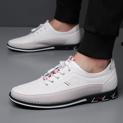 Aaron - Zapatillas de cuero antideslizantes casuales para hombres