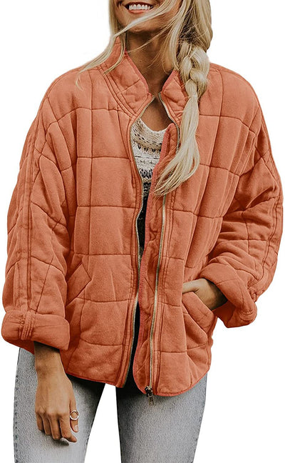 Wenona - Chaqueta de cuadros caliente con bolsillos para mujeres