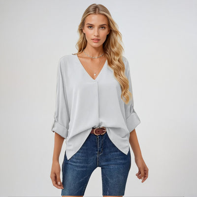 Lena Elegante blusa con cuello en V