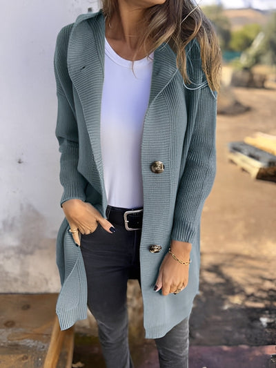 Suzanna - Casual largo cardigan con capucha para mujeres