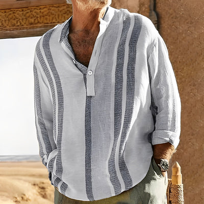 Jerome - Camisa de lino a rayas vintage para hombres