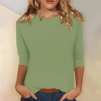 Katherina - Camiseta de manga larga casual con cuello redondo para mujer