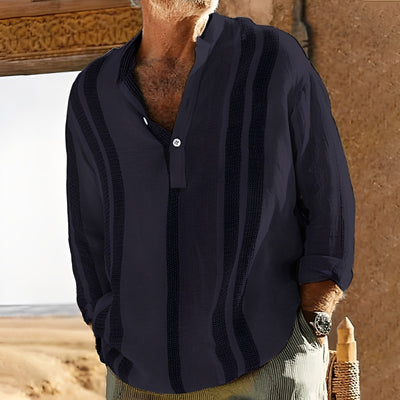 Jerome - Camisa de lino a rayas vintage para hombres