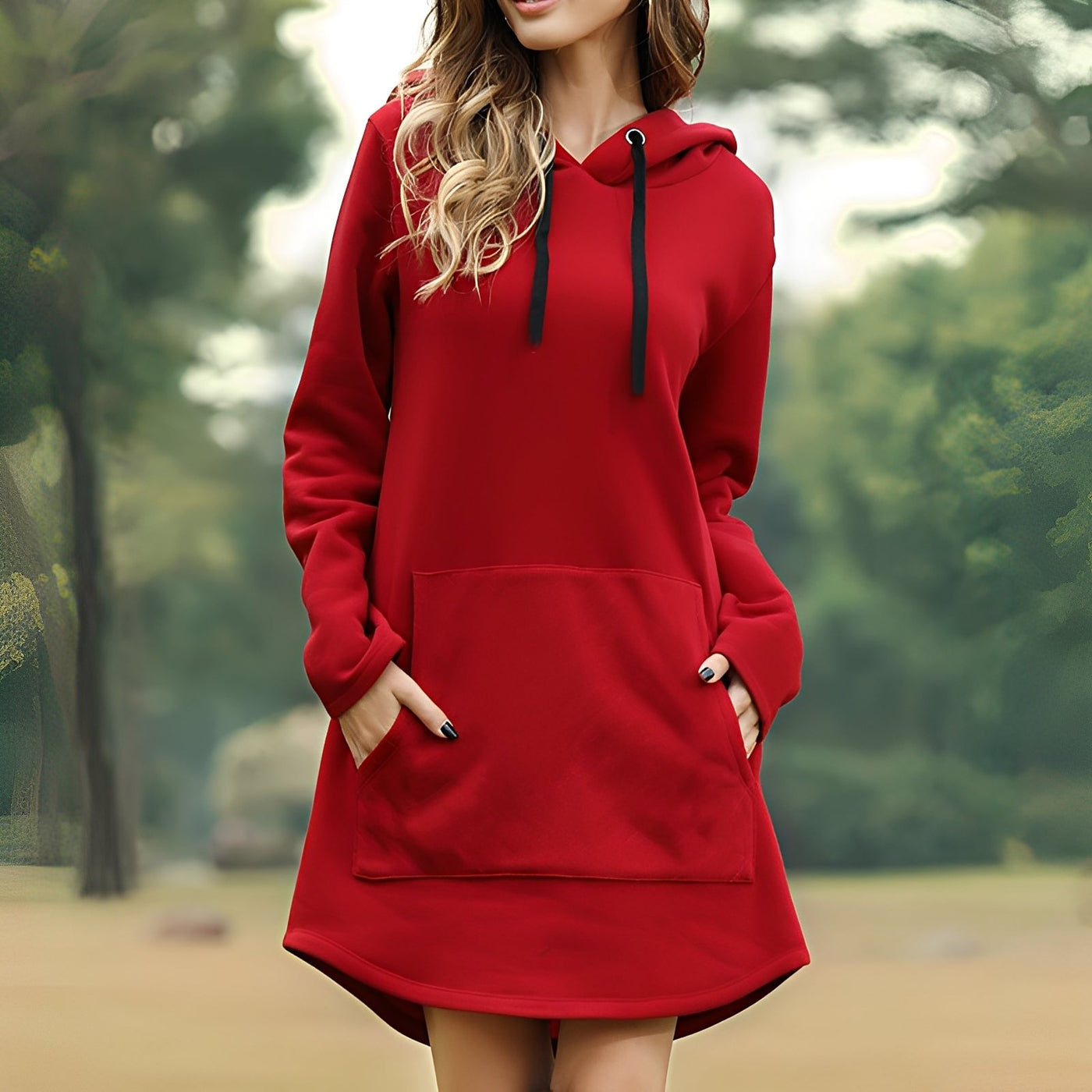 Glenna - Vestido con capucha de manga larga para mujeres