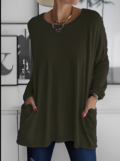 Leola - Suéter casual con bolsillos para mujer