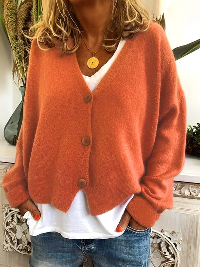 Evette - Chaqueta de punto casual con botones para mujeres
