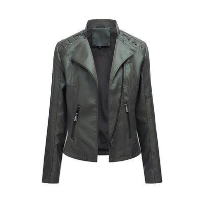 Narelle - Elegante, estrecha chaqueta corta de cuero para mujeres