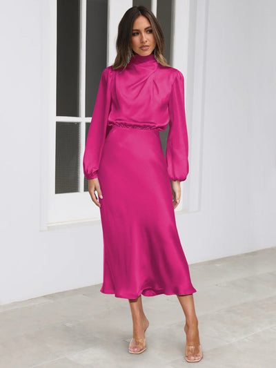 Danica - Vestido formal de manga larga con cuello halter para mujeres