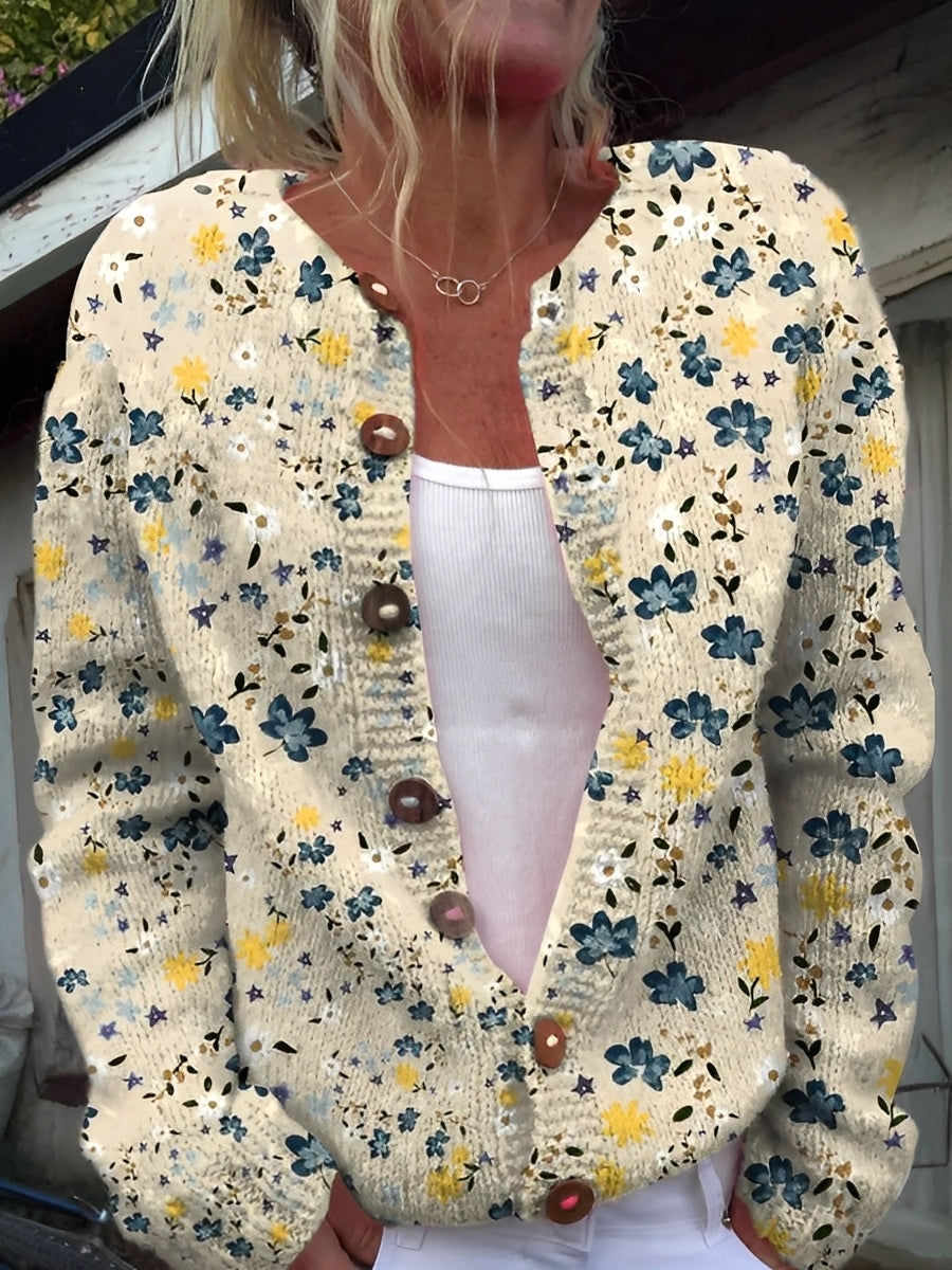 Kandace - Elegante Chaqueta de Punto con Estampado Floral para Mujer